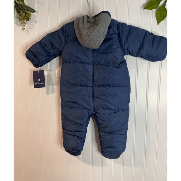 Ben Sherman Baby Boys Hooded Puffer Jacket 3/6 Months Blue & Gray Polyester - Picture 2 of 11